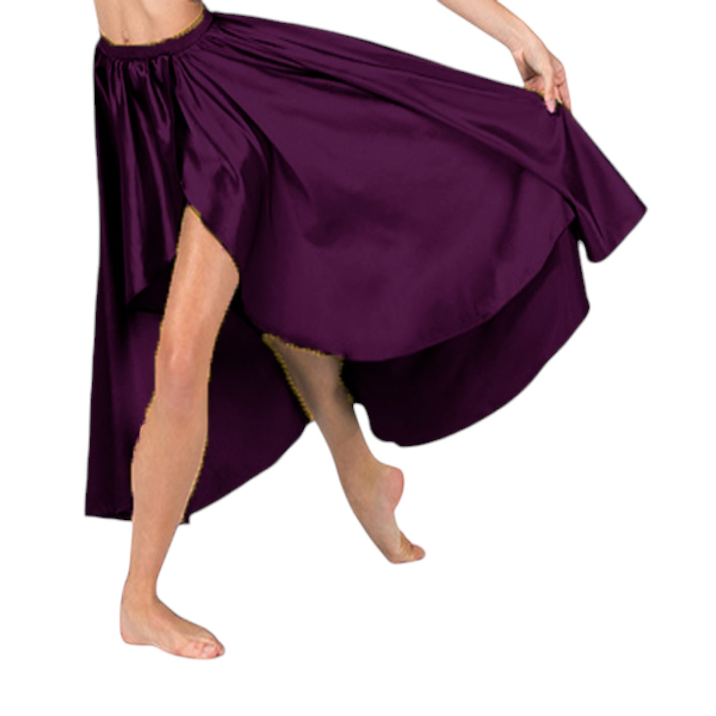 Satin High Low Asymmetrical Skirt  Ballet Dance Skirt S73-Regular Size 3