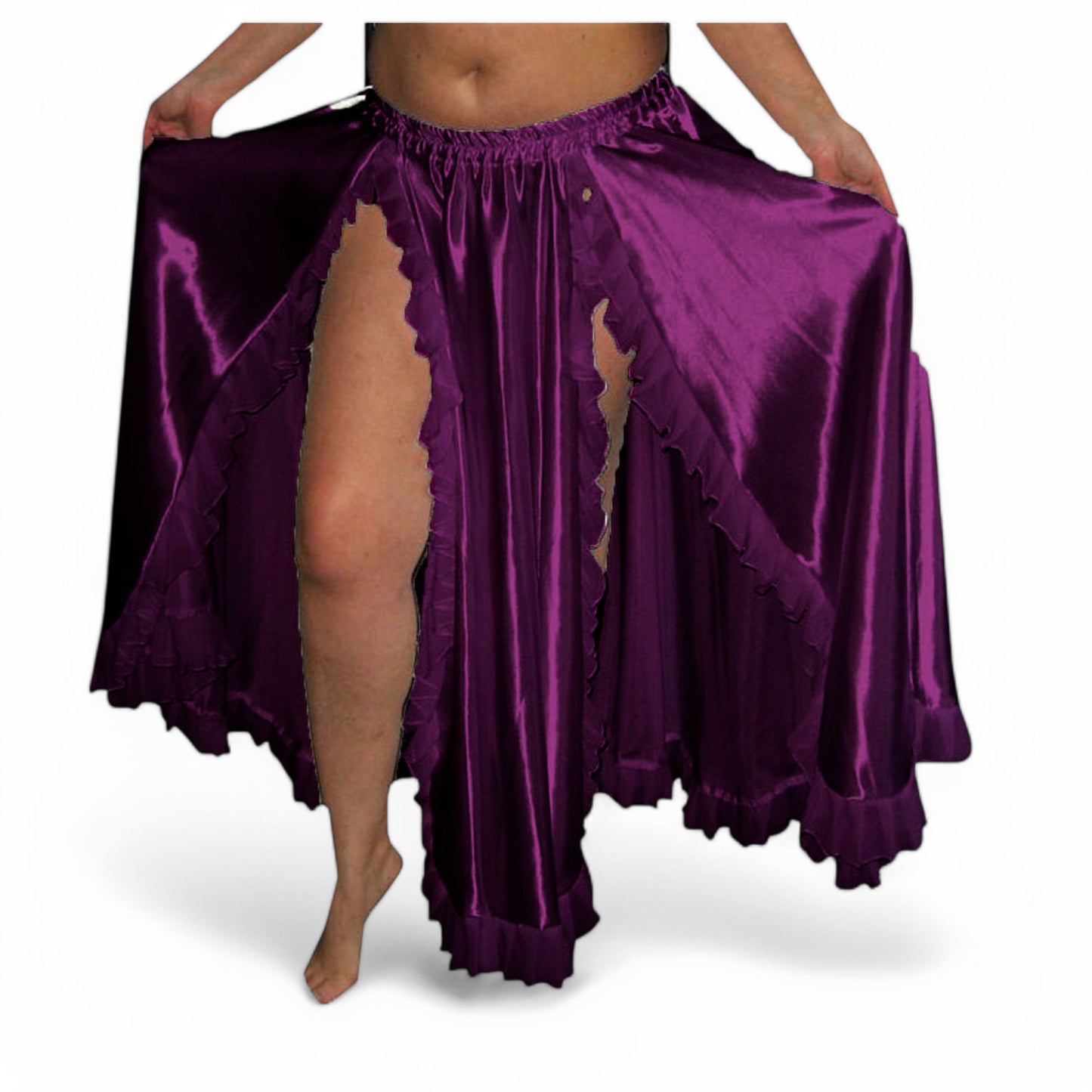 Women Belly Dance Satin 2 Side slite  Skirt S102- Regular Size 3