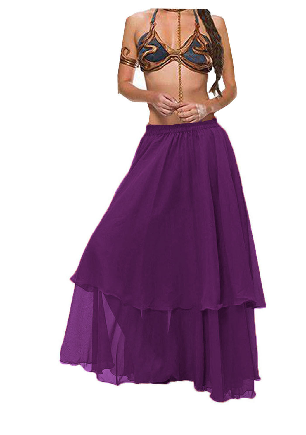 Chiffon 2 layer Belly Dance Skirt C2- Regular Size 2