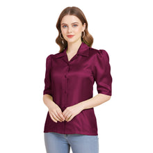 Satin Puff Sleeve Button Down Shirt | Elegant Top S-3XL | 41 Colors S80