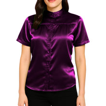 Satin Short Sleeve Button Down Shirt | Chic Blouse S-3XL | 41 Colors S85