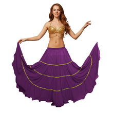 16 Yard 4-Tier Belly Dance Skirt with Gold Trim | Tribal Fusion Gypsy C5
