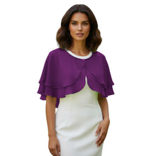 Double Layer Chiffon Peplum Shrug | Solid Color Elegant Evening Bolero | Women's Dressy Cardigan Cover-Up Top C40