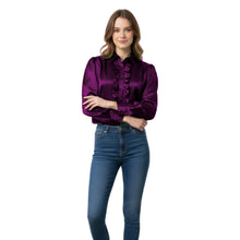 Fluroscent Pink Satin Vintage Blouse, neon elegant top.