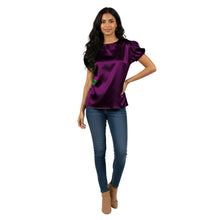 Satin Round Neck Short Sleeve Top | Chic Blouse S-3XL | 41 Colors S89