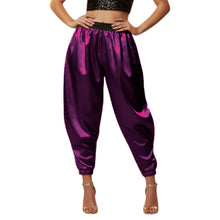 Satin Tapered Party Pants • Plus Size Elastic Waist Trousers • Women's Elegant Night Out Bottoms  S145