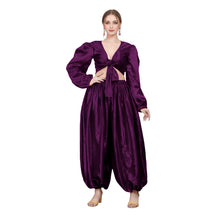 Fluroscent Pink Satin Harem Pant Set, neon dance costume.