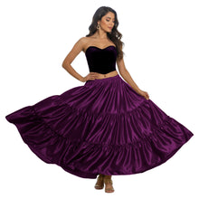 Satin 8 Yard 3 Tier Belly Dance Skirt | Full Volume Flow S-5XL S3