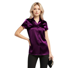 Satin Short Sleeve Button Down Shirt | Chic Blouse S-3XL | 41 Colors S118