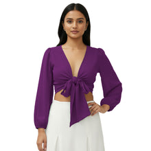 Chiffon Belly Dance Ruffle Top | Elastic Sleeve Self-Tie S-5XL C67