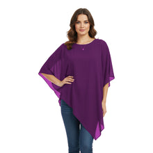 Chiffon Round Neck Fancy Top | Dressy Blouse S-5XL | 30 Colors C59