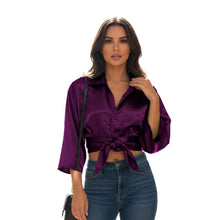 Satin Button Down Crop Top | High-Shine Shirt S-3XL | 41 Colors S116