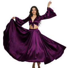 Satin Belly Dance Full Circle Skirt & Ruffle Top Set S-3XL | 41 Colors S76