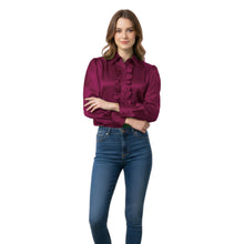 Fosse Satin Vintage Style Shirt, unique retro blouse shade.