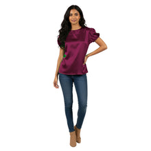 Satin Round Neck Short Sleeve Top | Chic Blouse S-3XL | 41 Colors S89