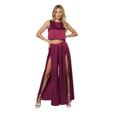Front Cut Palazzo & Top Set for Women – Wide Leg Slit Pants Co-Ord Outfit, 41 Colors, S–5XL S147
