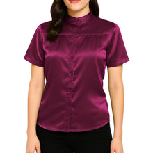 Satin Short Sleeve Button Down Shirt | Chic Blouse S-3XL | 41 Colors S85