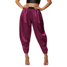 Satin Tapered Party Pants • Plus Size Elastic Waist Trousers • Women's Elegant Night Out Bottoms  S145