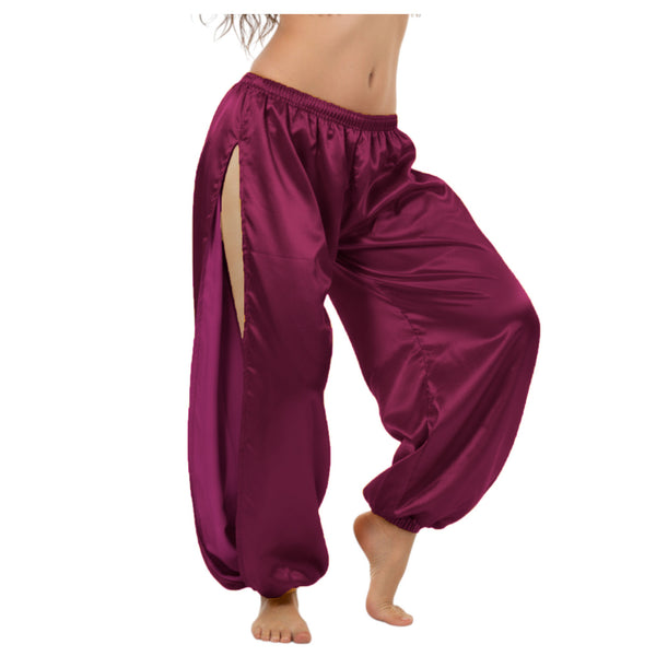 Satin Harem Pants w/ Side Slit | Belly Dance Flow S-3XL | 41 Colors S18