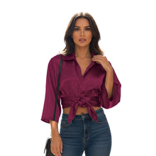 Satin Button Down Crop Top | High-Shine Shirt S-3XL | 41 Colors S116