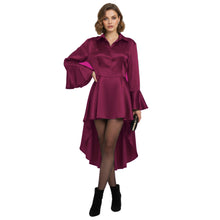 Satin Victorian Long Shirt Dress | Button Down Tunic S-3XL | 41 Colors S113