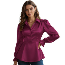 Satin Victorian Button-Down Shirt | Long Sleeve Blouse S-3XL S86