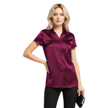 Satin Short Sleeve Button Down Shirt | Chic Blouse S-3XL | 41 Colors S118
