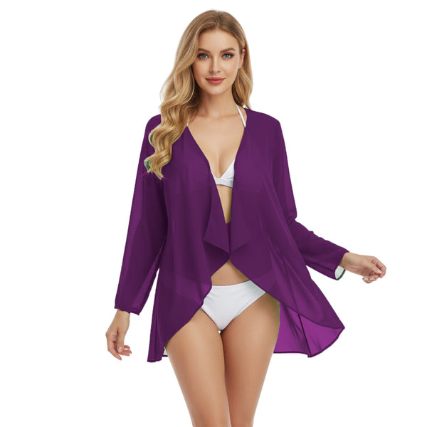 Chiffon Swimwear Cover Up Jacket | Sheer Beach Shrug S-5XL C77