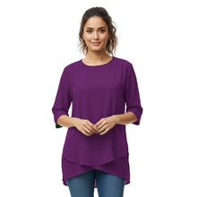 Chiffon Fancy Round Neck Top | Dressy Blouse S-5XL | 30 Colors C58