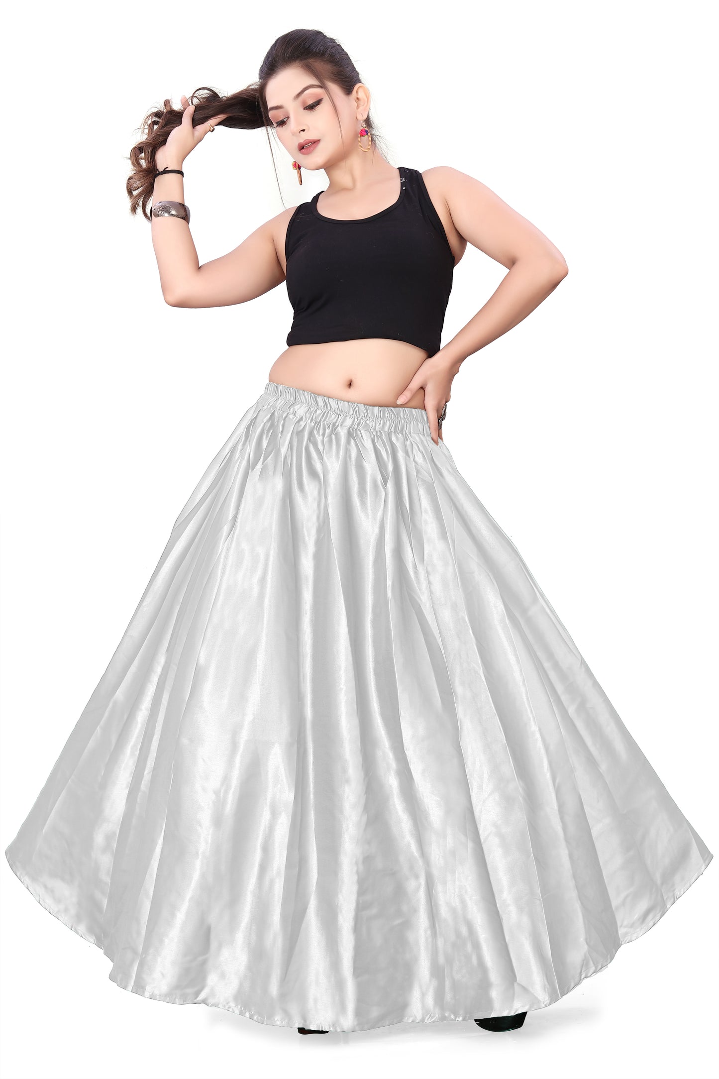 Satin Belly Dance Half Circle Skirt S9-Regular Size 3