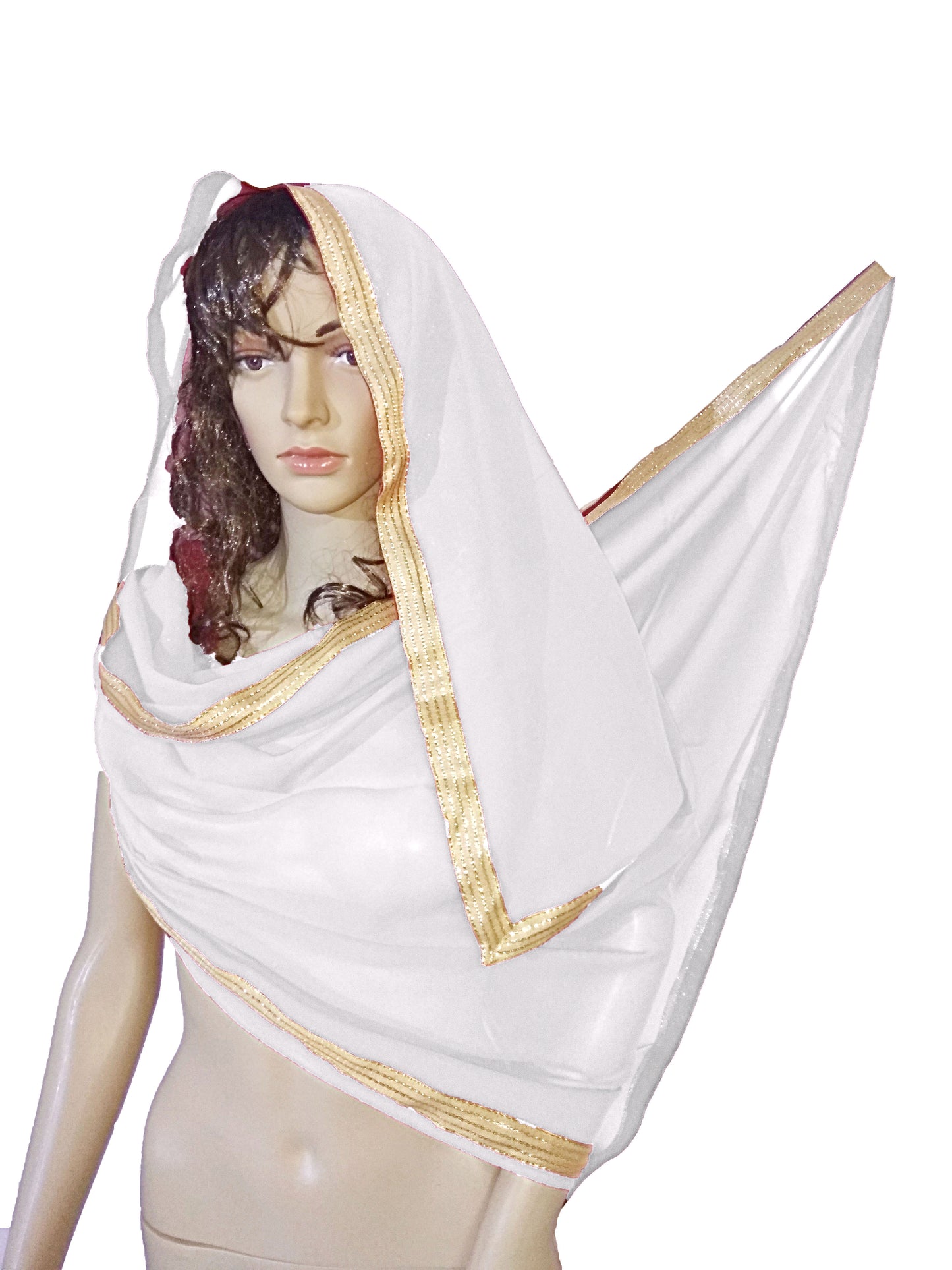 Belly Dance Dupatta Veil With Gold Trim C21 - Regular Size 2