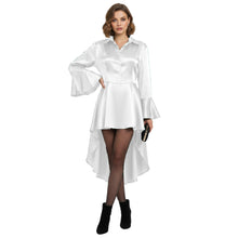 Satin Victorian Long Shirt Dress | Button Down Tunic S-3XL | 41 Colors S113