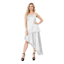 Fluroscent Pink Satin Dance Set, neon high-low costume.