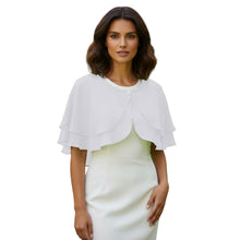 Double Layer Chiffon Peplum Shrug | Solid Color Elegant Evening Bolero | Women's Dressy Cardigan Cover-Up Top C40
