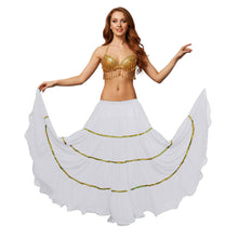 16 Yard 4-Tier Belly Dance Skirt with Gold Trim | Tribal Fusion Gypsy C5
