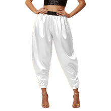 Satin Tapered Party Pants • Plus Size Elastic Waist Trousers • Women's Elegant Night Out Bottoms  S145