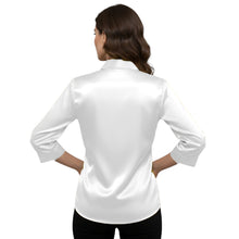 Satin Point Collar Button Down Shirt | 3/4 Sleeve Blouse S-3XL S91