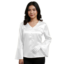 Satin Flare Sleeve Button Down Top | Dramatic Blouse S-3XL | 41 Colors S82