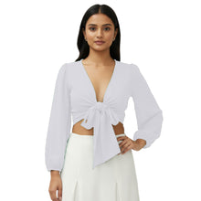 Chiffon Belly Dance Ruffle Top | Elastic Sleeve Self-Tie S-5XL C67