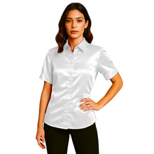 Satin Short Sleeve Button Down Shirt | Button Down Nightwear S-3XL | 41 Colors S107