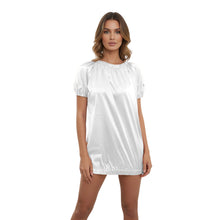Satin Round Neck T-Shirt | Silky Short Sleeve Top S-3XL | 41 Colors S106