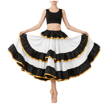Satin Full Circle Skirt Black Frill | 360° Dance Flow S-3XL S75
