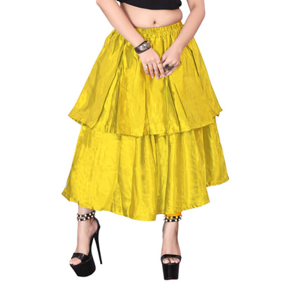 Satin 2 Layer Party wear midi Skirt S101-Regular Size 3