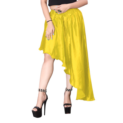 Satin Asymmetrical High low Skirt Skirt  S6-Regular Size 3