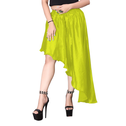 Satin Asymmetrical High low Skirt Skirt  S6-Regular Size 3