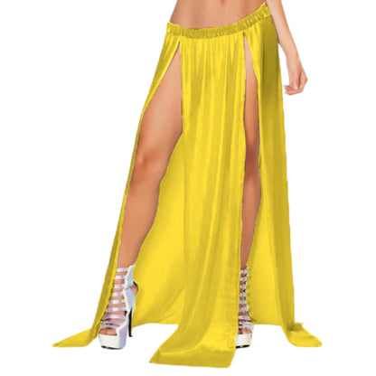 Belly Dance Satin Both side slit  cut Skirt S96 - Regular Size 3