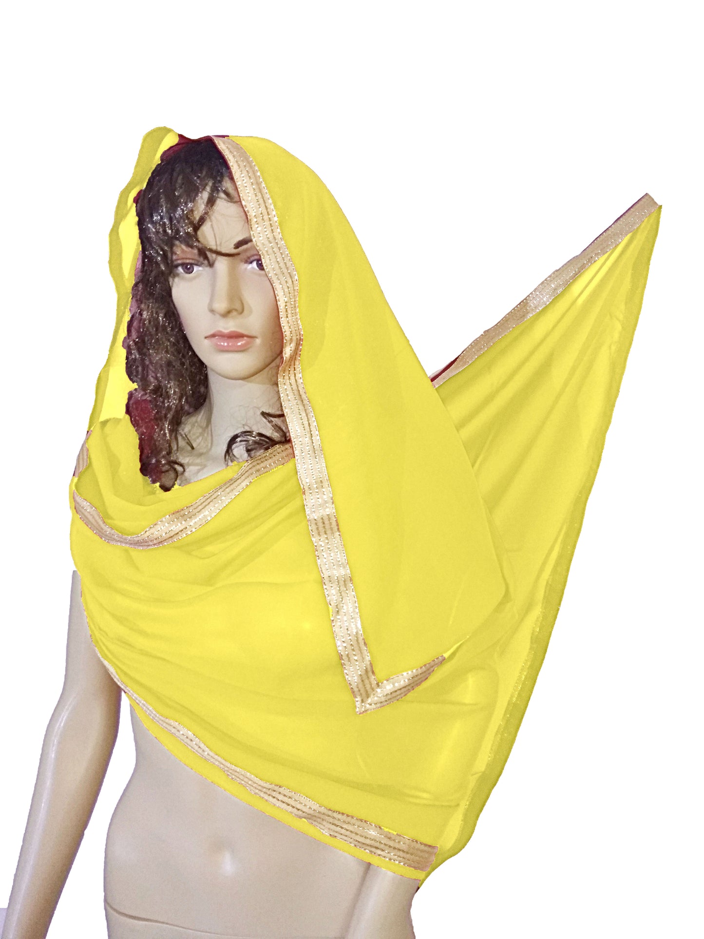 Belly Dance Dupatta Veil With Gold Trim C21 - Regular Size 2