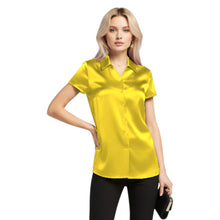 Satin Short Sleeve Button Down Shirt | Chic Blouse S-3XL | 41 Colors S118