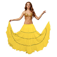 16 Yard 4-Tier Belly Dance Skirt with Gold Trim | Tribal Fusion Gypsy C5