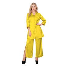 Fluroscent Pink Satin Co-ord Set, neon shirt and palazzo.